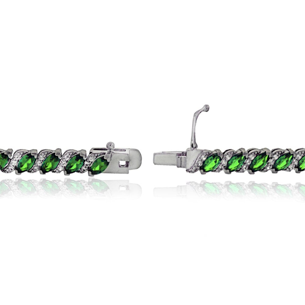 20.00 CT Genuine Emerald Vine Bracelet Embellished with Swarovski Crystals in 18K White Gold Plated, Bracelet, Golden NYC Jewelry, Golden NYC Jewelry jewelryjewelry deals, swarovski crystal jewelry, groupon jewelry,, jewelry for mom,