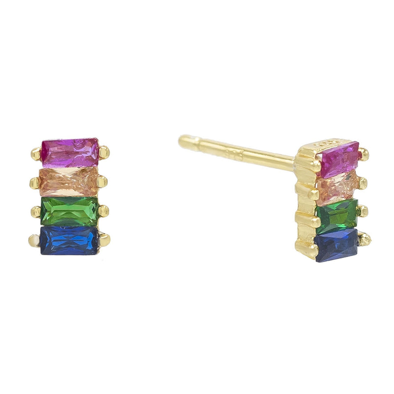 4 Stone Rainbow Baugette Stud Earring Embellished with Swarovski Crystals in 18K Gold Plated, Earring, Golden NYC Jewelry, Golden NYC Jewelry  jewelryjewelry deals, swarovski crystal jewelry, groupon jewelry,, jewelry for mom,