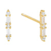 White Austrian Emerald Cut Linear Stud Earrings in 14K Gold (Multiple Options)