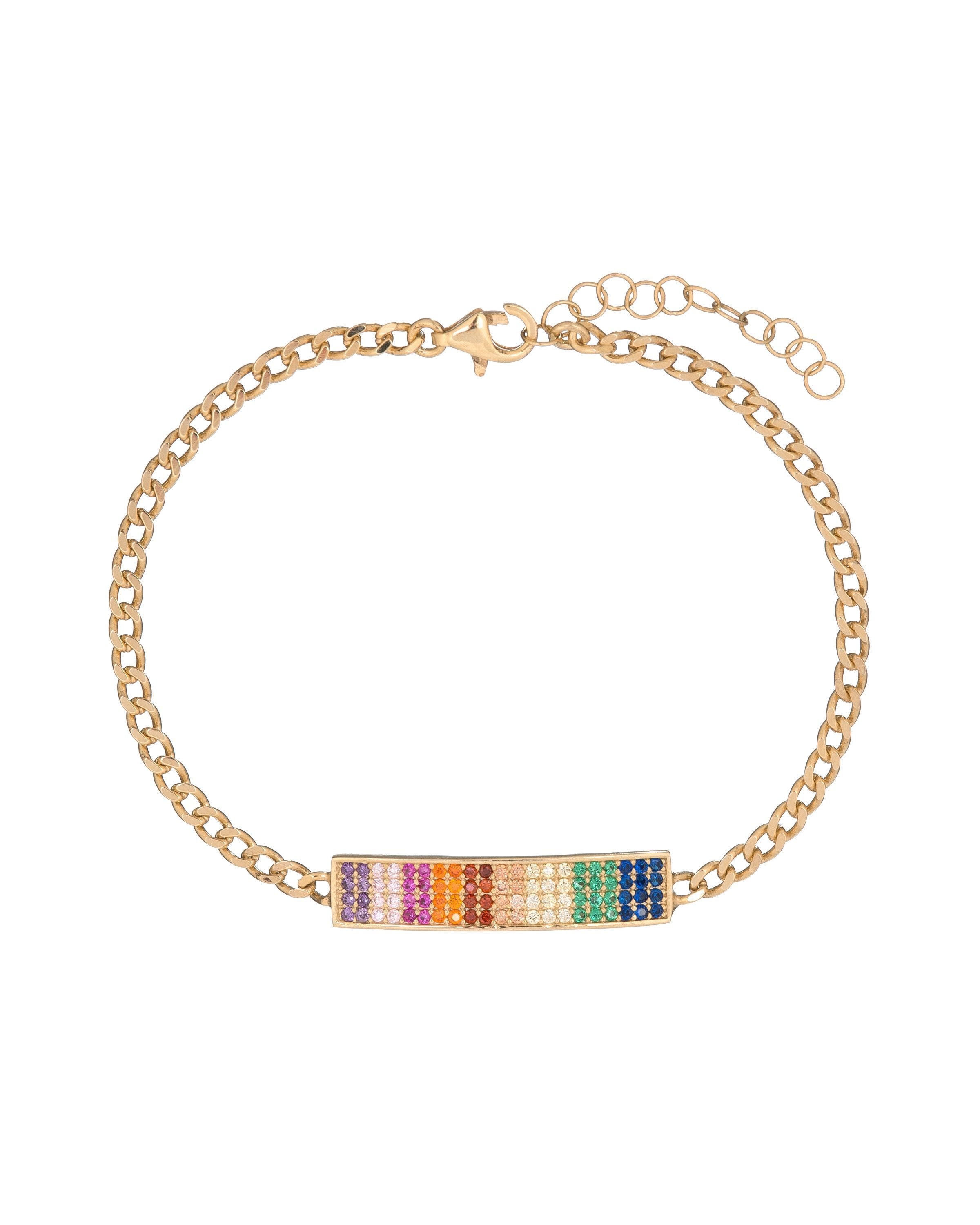 Ombre Pave Rainbow Chain Bracelet with Swarovski Crystals in 18K Gold Plated