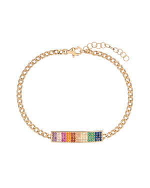 Ombre Pave Rainbow Chain Bracelet with Austrian Crystals in 18K Gold Plated