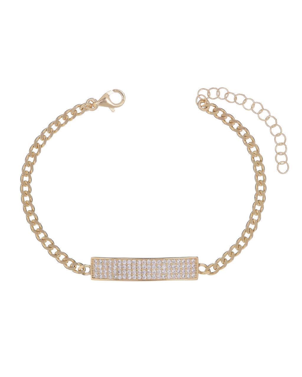 Pave White Topaz Chain Bracelet 7.8" +2" Embellished with Austrian Crystals in 18K Rose Gold Plated