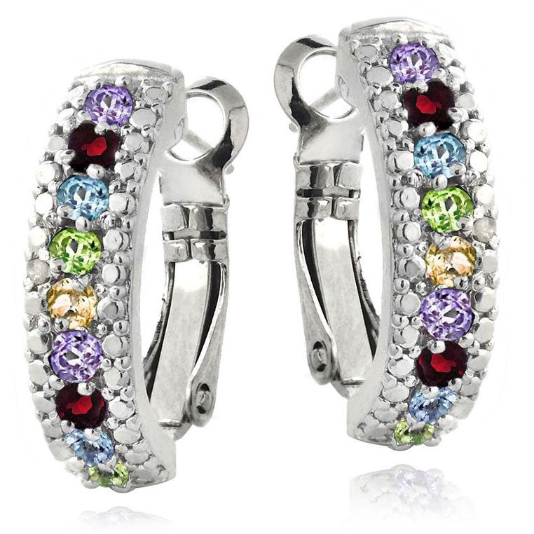 3.00 Ct Genuine Multi Gemstone Leverback Earring Embellished with Swarovski Crystals in 18K White Gold Plated, Earring, Golden NYC Jewelry, Golden NYC Jewelry  jewelryjewelry deals, swarovski crystal jewelry, groupon jewelry,, jewelry for mom,