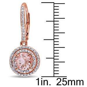 Simulated Morganite Sleek Leverback Earrings in 14K Rose Gold Plating