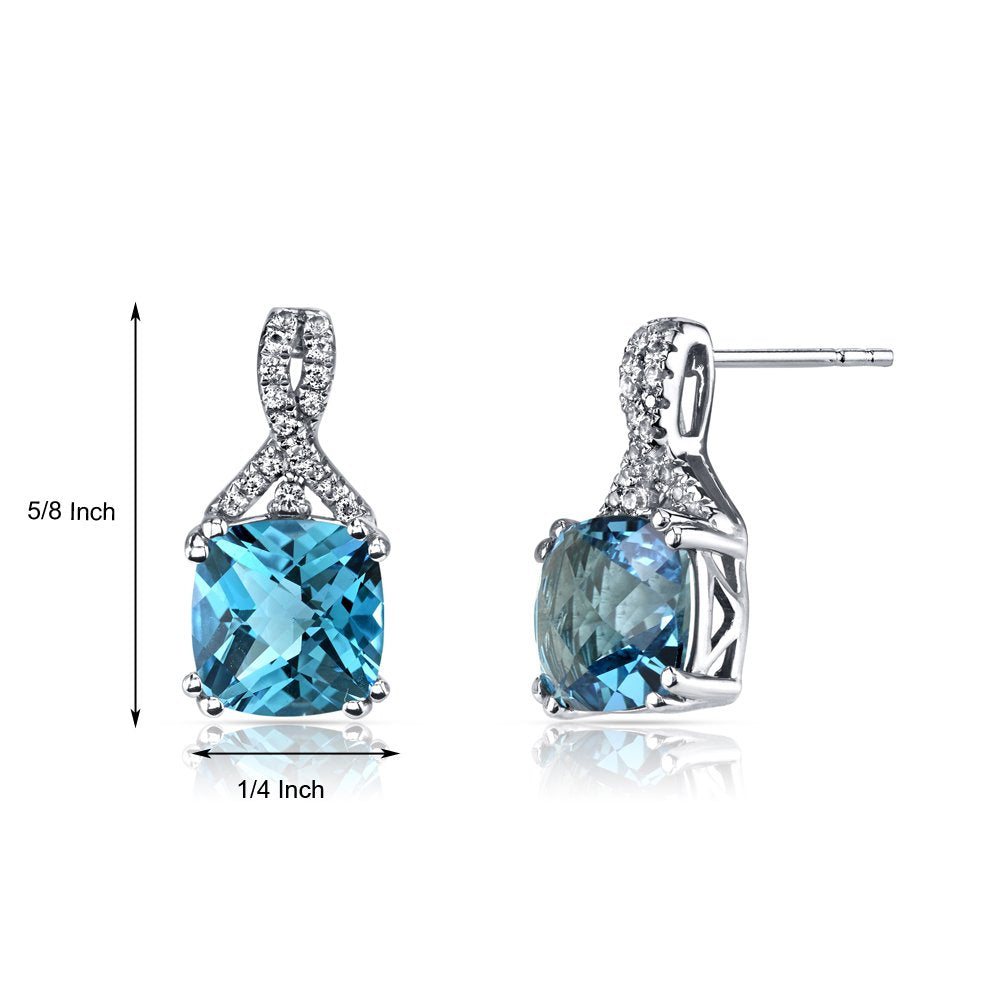 2.00 CT Aquamarine Cushion Round Stud Earringin 18K White Gold Plated, Earring, Golden NYC Jewelry, Golden NYC Jewelry  jewelryjewelry deals, swarovski crystal jewelry, groupon jewelry,, jewelry for mom,