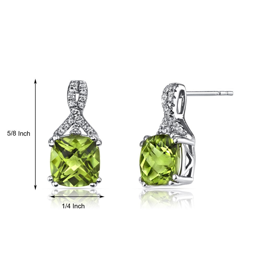 2.00 CT Cushion Cut Peridot Stud Earring in 18K White Gold Plated, Earring, Golden NYC Jewelry, Golden NYC Jewelry jewelryjewelry deals, swarovski crystal jewelry, groupon jewelry,, jewelry for mom,