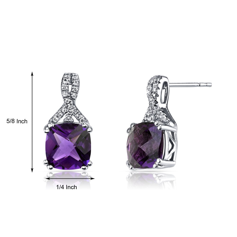 2.00 CT Cushion Cut Amethyst Stud Earring in 18K White Gold Plated, Earring, Golden NYC Jewelry, Golden NYC Jewelry  jewelryjewelry deals, swarovski crystal jewelry, groupon jewelry,, jewelry for mom,