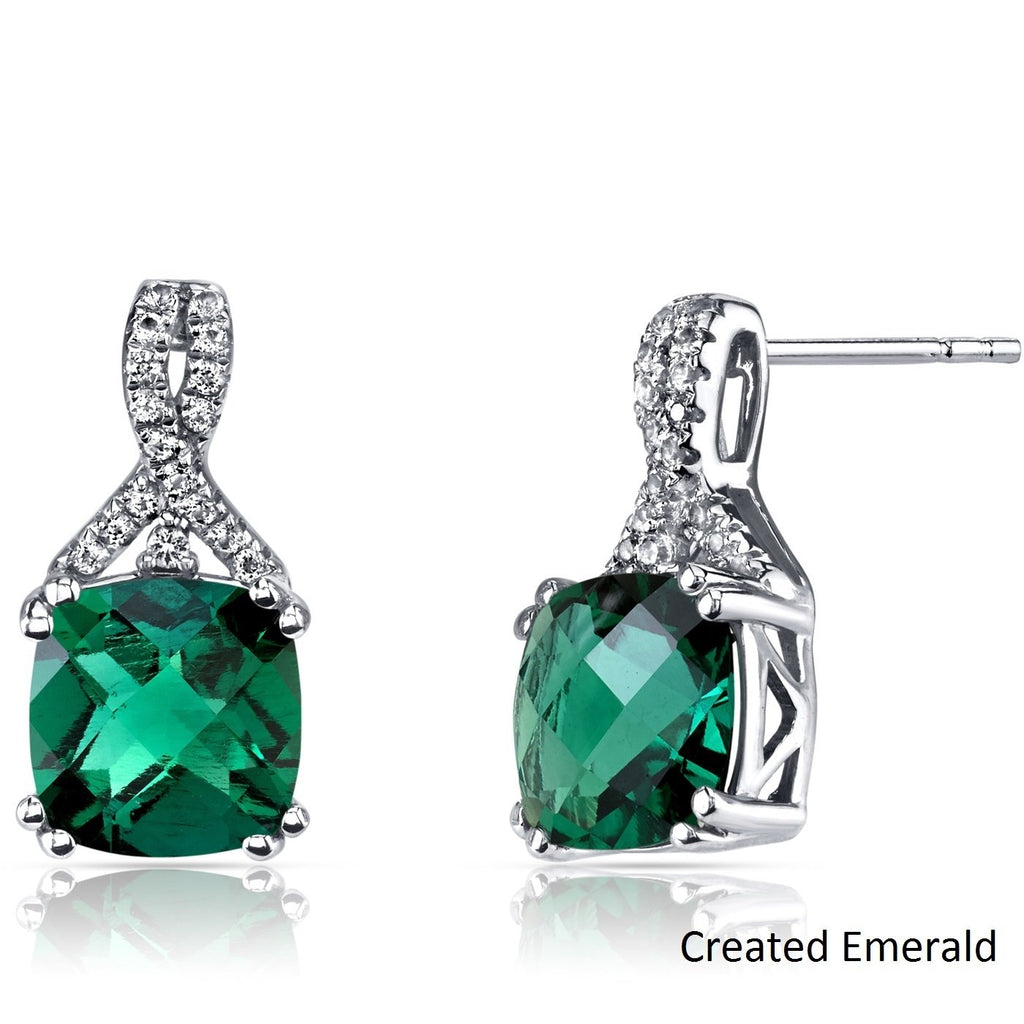 2.00 CT Cushion Cut Emerald Stud Earring in 18K White Gold Plated, Earring, Golden NYC Jewelry, Golden NYC Jewelry  jewelryjewelry deals, swarovski crystal jewelry, groupon jewelry,, jewelry for mom,