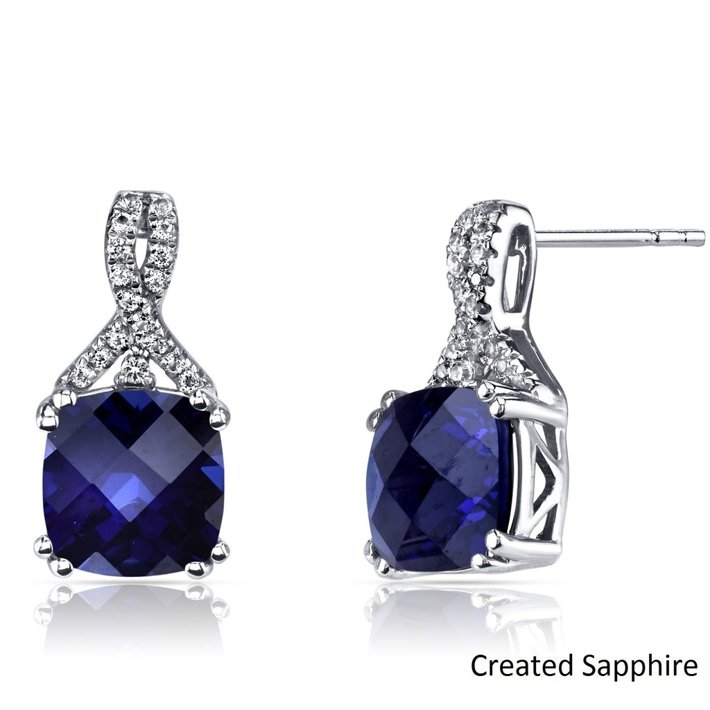 2.00 CT Cushion Cut Sapphire Stud Earring in 18K White Gold Plated, Earring, Golden NYC Jewelry, Golden NYC Jewelry  jewelryjewelry deals, swarovski crystal jewelry, groupon jewelry,, jewelry for mom,