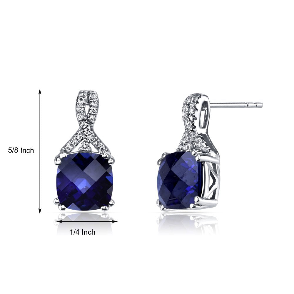 2.00 CT Cushion Cut Sapphire Stud Earring in 18K White Gold Plated, Earring, Golden NYC Jewelry, Golden NYC Jewelry jewelryjewelry deals, swarovski crystal jewelry, groupon jewelry,, jewelry for mom,