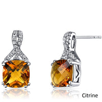 2.00 CT Cushion Cut Citrine Stud Earring in 18K White Gold Plated, Earring, Golden NYC Jewelry, Golden NYC Jewelry jewelryjewelry deals, swarovski crystal jewelry, groupon jewelry,, jewelry for mom,