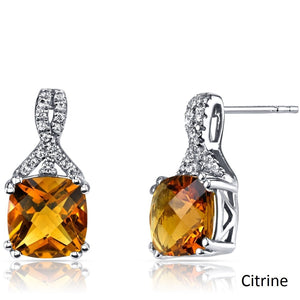 2.00 CT Cushion Cut Citrine Stud Earring in 18K White Gold Plated, Earring, Golden NYC Jewelry, Golden NYC Jewelry  jewelryjewelry deals, swarovski crystal jewelry, groupon jewelry,, jewelry for mom,