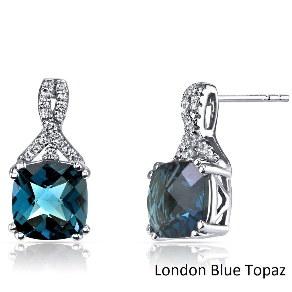 2.00 CT Cushion Cut London Blue Topaz Stud Earring in 18K White Gold Plated, Earring, Golden NYC Jewelry, Golden NYC Jewelry  jewelryjewelry deals, swarovski crystal jewelry, groupon jewelry,, jewelry for mom,