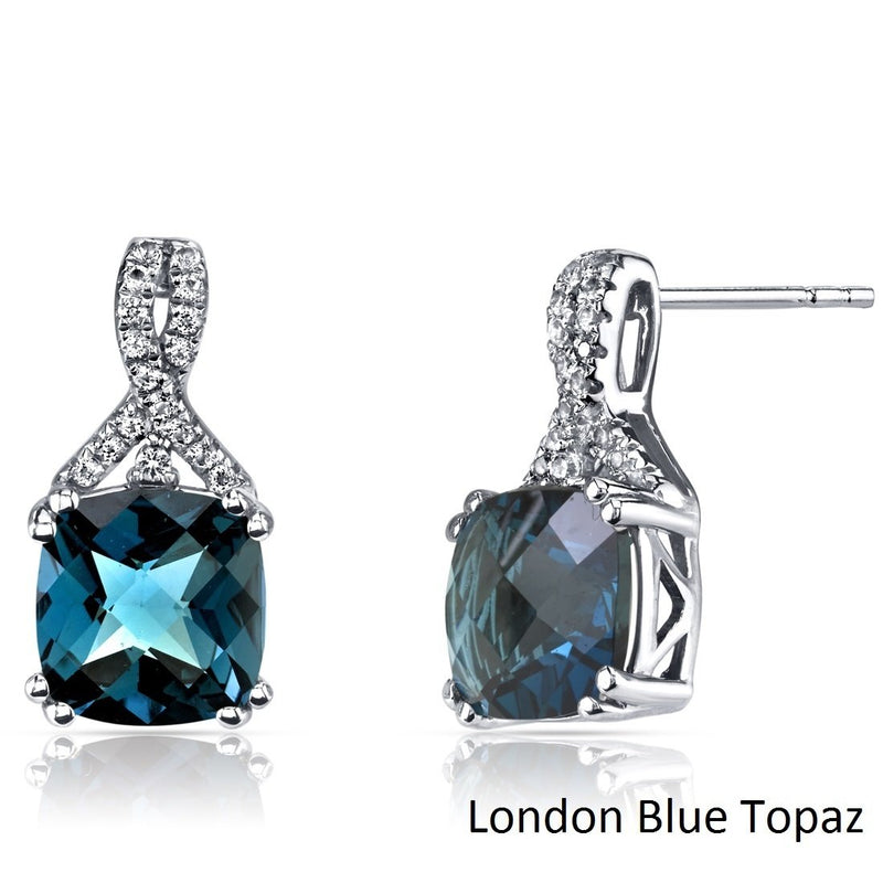2.00 CT Cushion Cut London Blue Topaz Stud Earring in 18K White Gold Plated, Earring, Golden NYC Jewelry, Golden NYC Jewelry  jewelryjewelry deals, swarovski crystal jewelry, groupon jewelry,, jewelry for mom,