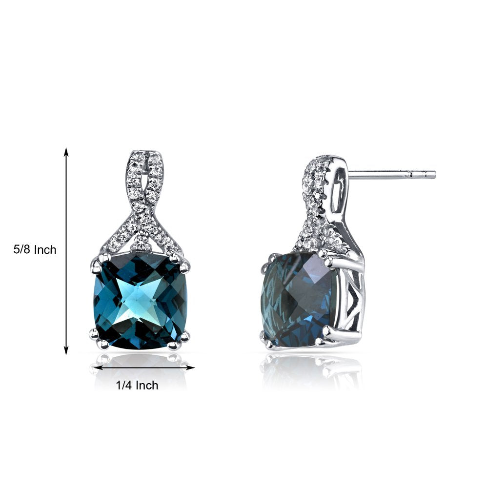 2.00 CT Cushion Cut London Blue Topaz Stud Earring in 18K White Gold Plated, Earring, Golden NYC Jewelry, Golden NYC Jewelry jewelryjewelry deals, swarovski crystal jewelry, groupon jewelry,, jewelry for mom,