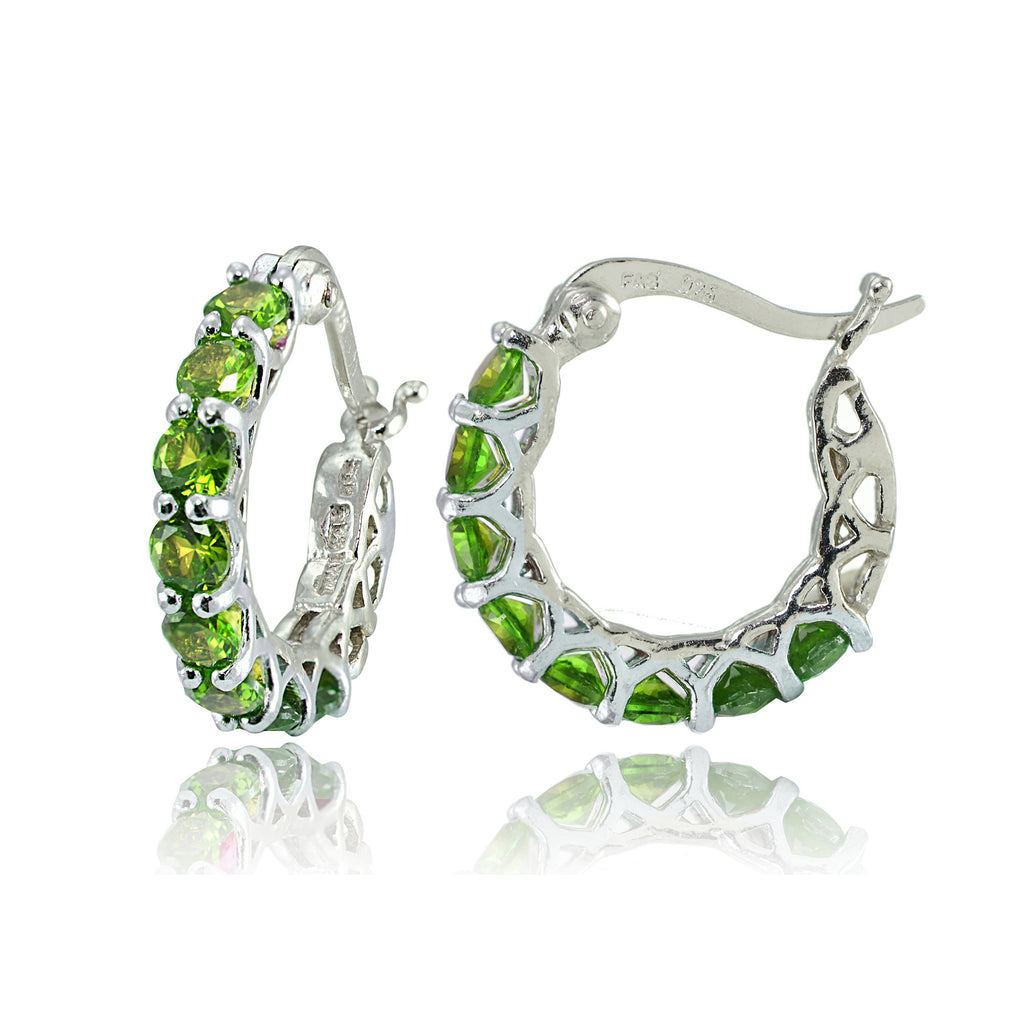 4.00 CT Peridot Gemstone 1" French Lock Hoop Earringin 18K White Gold Plated, Earring, Golden NYC Jewelry, Golden NYC Jewelry  jewelryjewelry deals, swarovski crystal jewelry, groupon jewelry,, jewelry for mom,