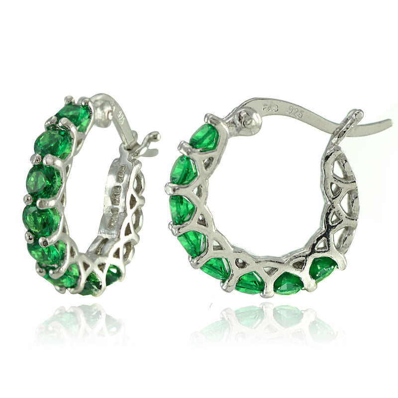 4.00 CT Emerald Gemstone 1" French Lock Hoop Earringin 18K White Gold Plated, Earring, Golden NYC Jewelry, Golden NYC Jewelry jewelryjewelry deals, swarovski crystal jewelry, groupon jewelry,, jewelry for mom,