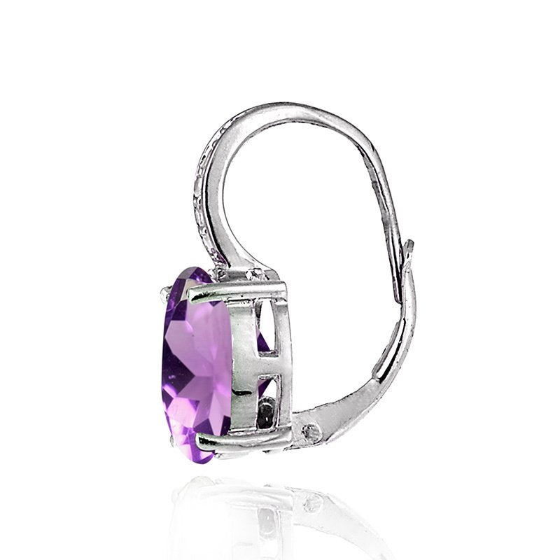 1.50 Ct Oval Cut Amethyst with Pave crystals Stud Earringin 18K White Gold Plated, Earring, Golden NYC Jewelry, Golden NYC Jewelry  jewelryjewelry deals, swarovski crystal jewelry, groupon jewelry,, jewelry for mom,