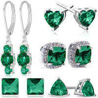 5 Piece Assorted Earring Set made With Crystals with Luxe Box - Emerald