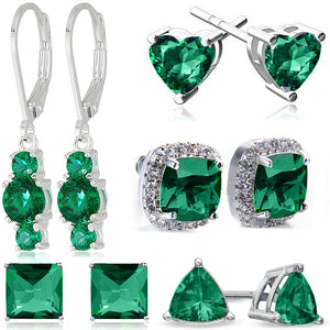 5 Piece Assorted Earring Set made With Crystals with Luxe Box - Emerald
