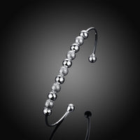 Silver Multi Beaded Open Bangle