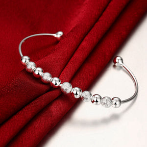 Silver Multi Beaded Open Bangle