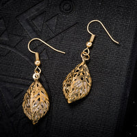 Filigree Leaf Drop Earring in 18K Gold Plated