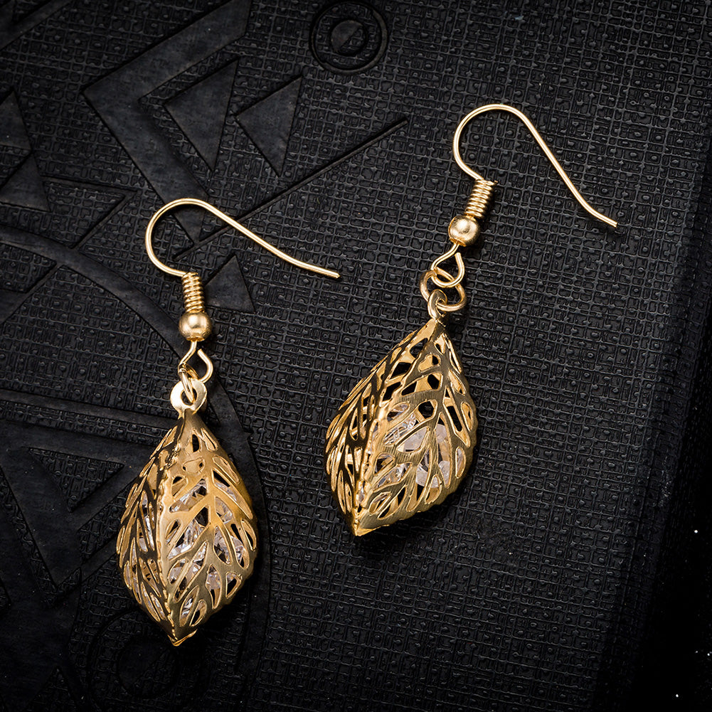 Filigree Leaf Drop Earring in 18K Gold Plated