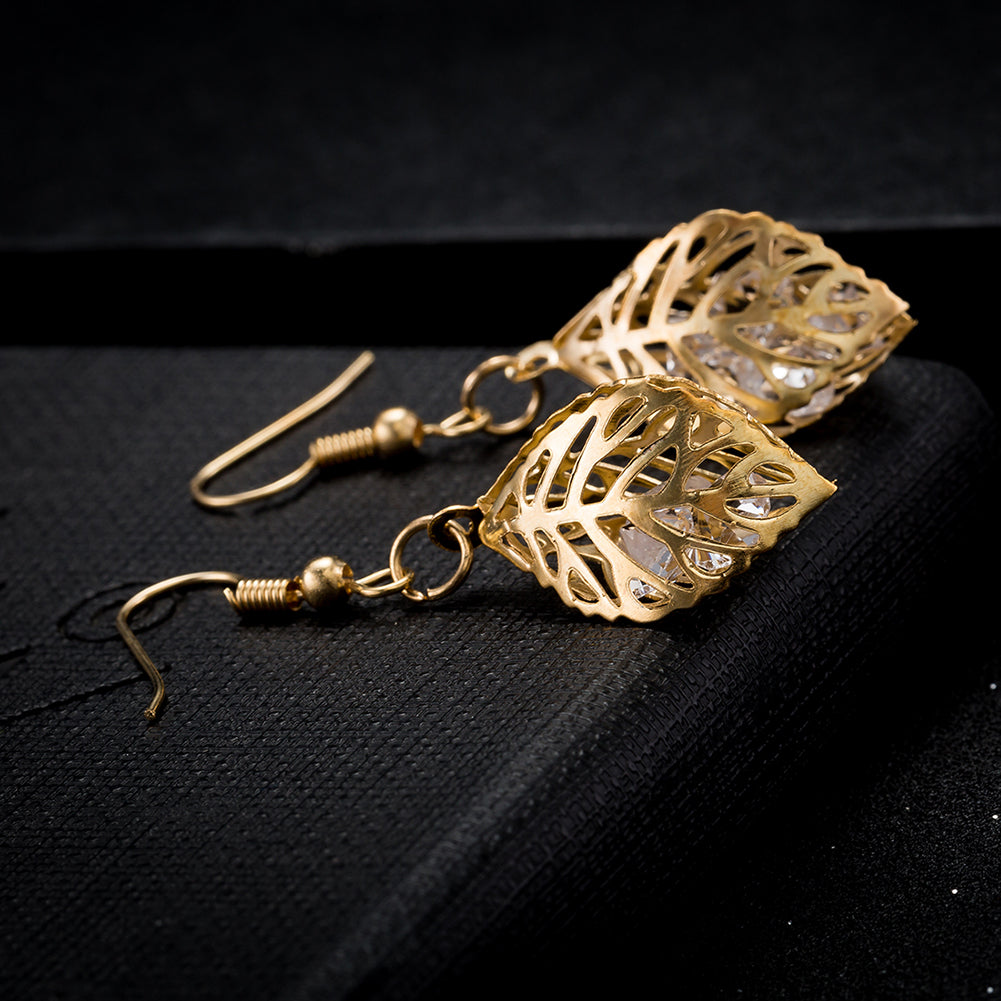 Filigree Leaf Drop Earring in 18K Gold Plated