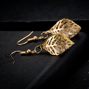 Filigree Leaf Drop Earring in 18K Gold Plated