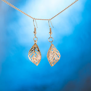 Filigree Leaf Drop Earring in 18K Gold Plated