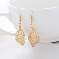 Filigree Leaf Drop Earring in 18K Gold Plated