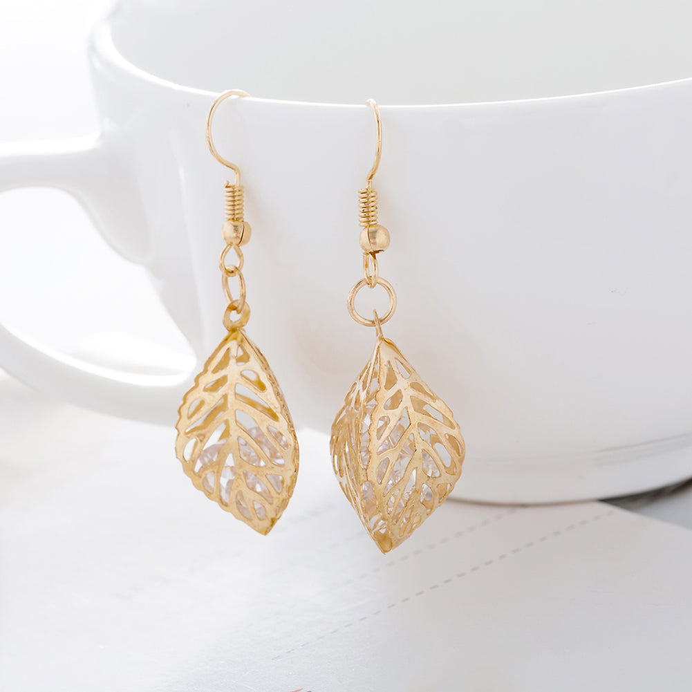 Filigree Leaf Drop Earring in 18K Gold Plated