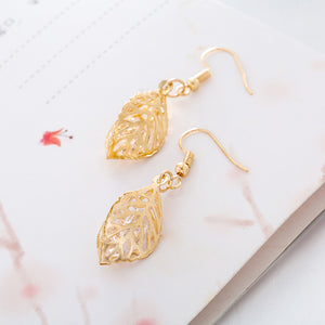 Filigree Leaf Drop Earring in 18K Gold Plated