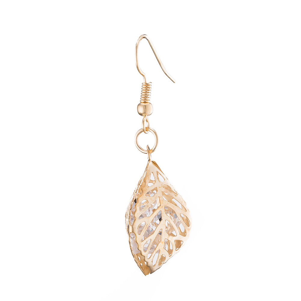 Filigree Leaf Drop Earring in 18K Gold Plated