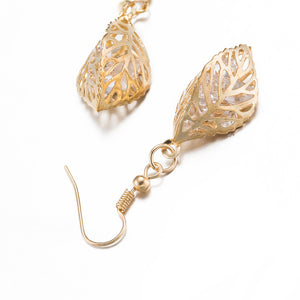 Filigree Leaf Drop Earring in 18K Gold Plated