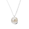 Seashell Pearl Necklace in 18K White Gold Plated