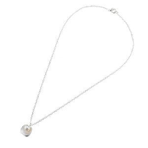 Seashell Pearl Necklace in 18K White Gold Plated