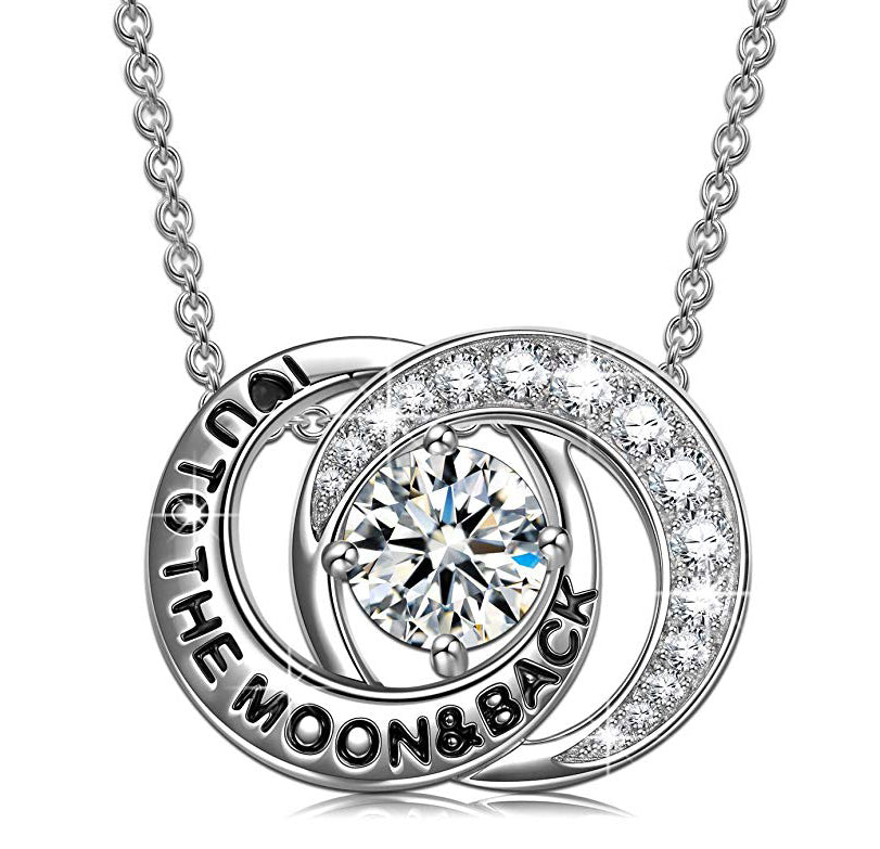 Swarovski Crystals Connecting Worlds- I Love you to the moon and back Necklace