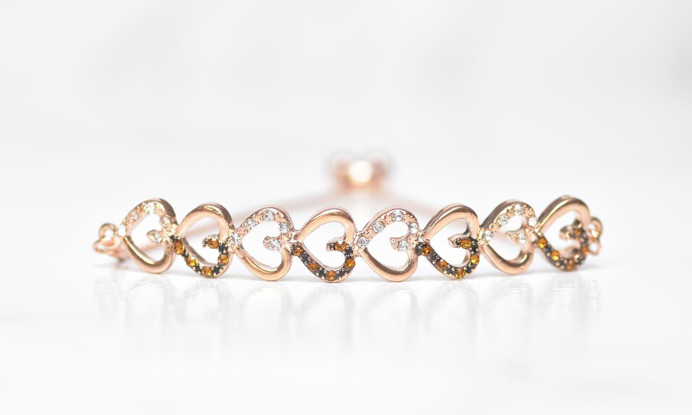 Chocolate Toned Swarovski Bar Bracelet in 14K Rose Gold Plating (Options Available), , Golden NYC Jewelry, Golden NYC Jewelry  jewelryjewelry deals, swarovski crystal jewelry, groupon jewelry,, jewelry for mom,