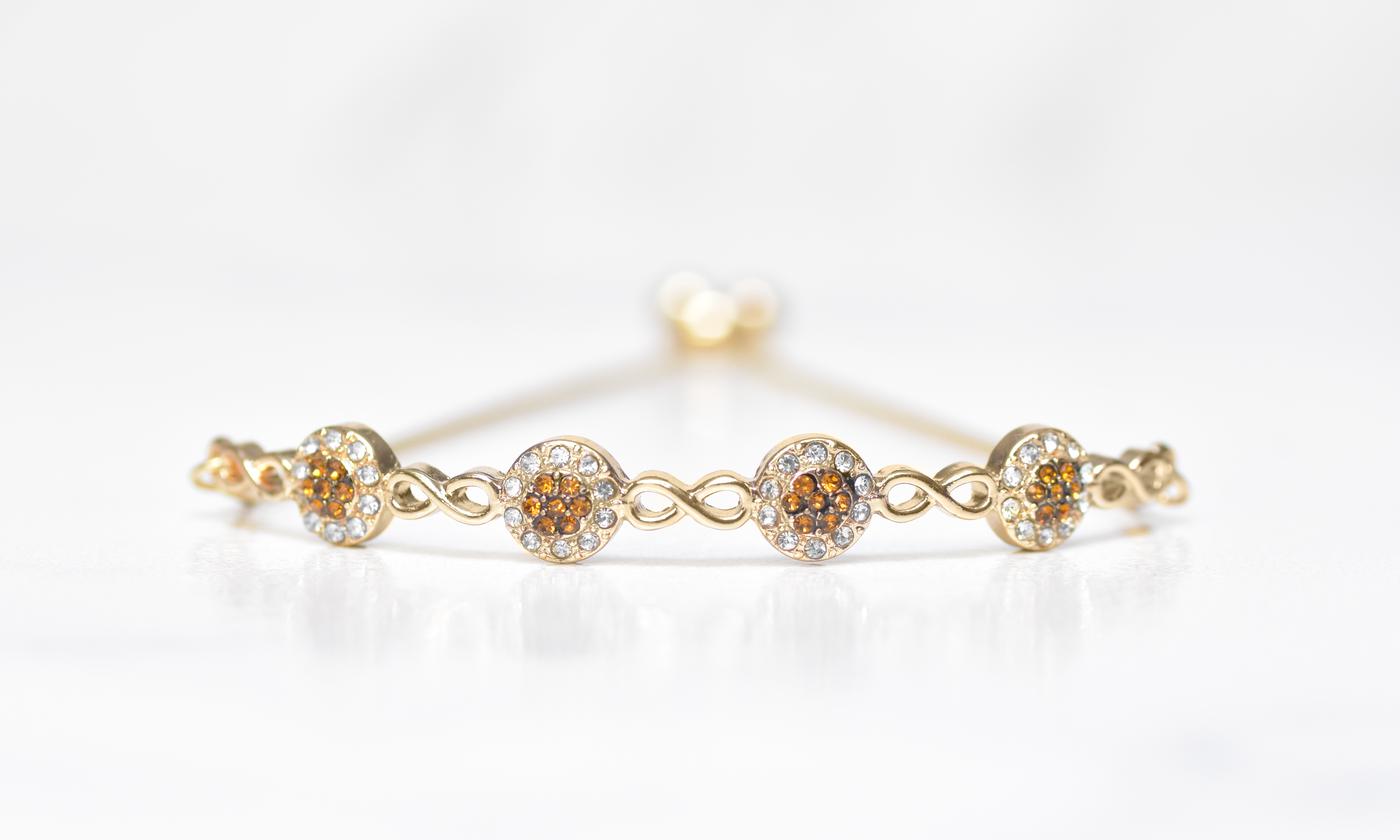 Chocolate Toned Swarovski Bar Bracelet in 14K Rose Gold Plating (Options Available), , Golden NYC Jewelry, Golden NYC Jewelry  jewelryjewelry deals, swarovski crystal jewelry, groupon jewelry,, jewelry for mom,