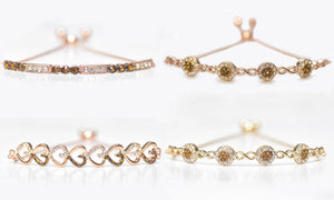 Chocolate Toned Austrian Bar Bracelet in 14K Rose Gold Plating (Options Available)