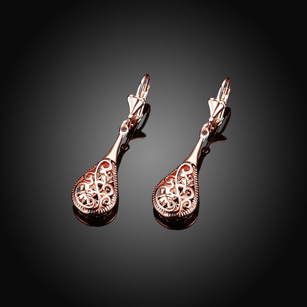 18K Rose-Gold Plated Bohemian Laser Cut Drop Earrings, Earring, Golden NYC Jewelry, Golden NYC Jewelry  jewelryjewelry deals, swarovski crystal jewelry, groupon jewelry,, jewelry for mom,