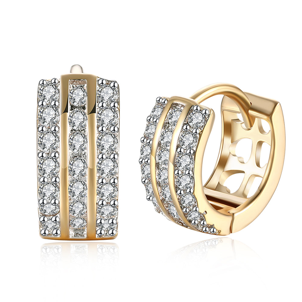 Austrian Crystals 15mm Pave Triple Row Huggie  Earring