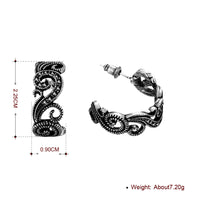 Filigre Black C Stud Earring in 18K White Gold Plated