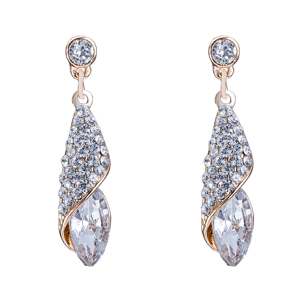 Austrian Crystals White Topaz Drop Earring in 18K White Gold Plated
