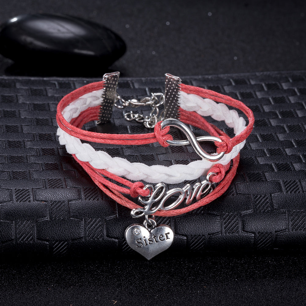 Pink Infinity Love Bracelet in 18K White Gold Plated