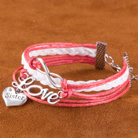 Pink Infinity Love Bracelet in 18K White Gold Plated