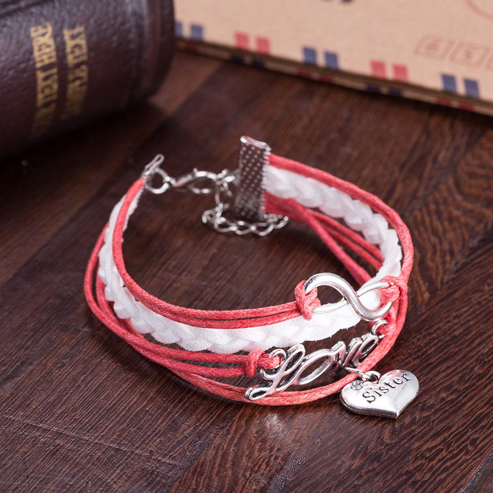 Pink Infinity Love Bracelet in 18K White Gold Plated