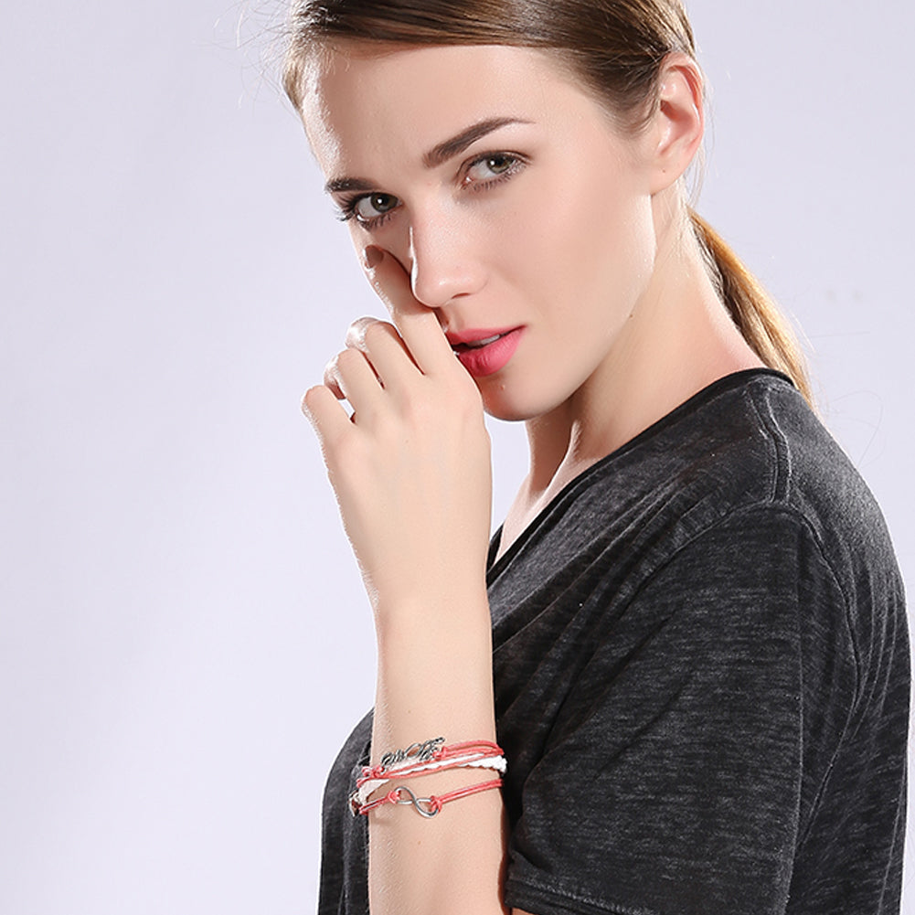 Pink Infinity Love Bracelet in 18K White Gold Plated